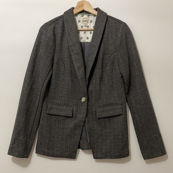 Hatley Perfect Fit Blazer Herringbone Charcoal Gray Medium - Picture 1 of 8